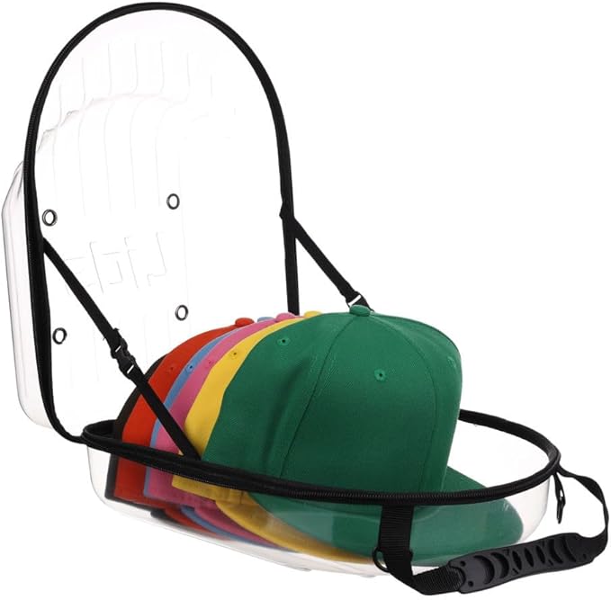 Lids Hat Travel Case – Baseball Cap Carrier for 6 Hats, Durable Clear Exterior & Interior, Storage with Handle & Adjustable Shoulder Strap, Hard Hat Organizer for Travel & Closet