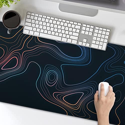 Topographic Contour Map XL Mouse Pad 31.5 x 11.8 Inch Gaming Mousepad Extended Large Mousepad with Nonslip Rubber Base Stitched Edges Laptop Desk Pad Home Office Supplies - Image 2