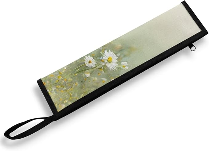Portable Tableware Carrier Pouch Cutlery Bag Silverware Organizer Accessories for Travel Camp Party, Daisy Field Green