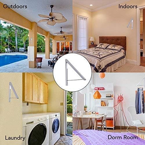 Single Foldable Clothing Rack, Wall-Mounted Retractable Clothes Hanger for Laundry Dryer Room, Hanging Drying Rod, Small Collapsible Folding Garment Racks, Dorm Accessories (Chrome)