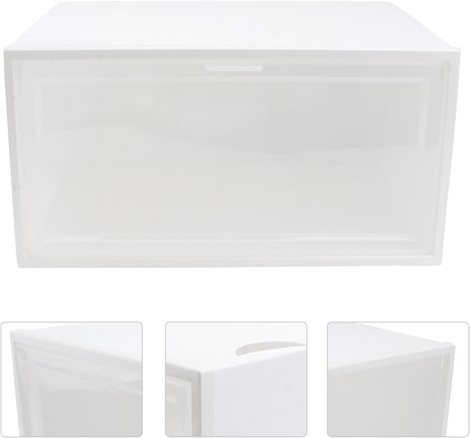 Zerodeko Stackable Sneaker Storage Box Flip Lid, White 33.5×24.5×17.5cm Pp Plastic Shoe Organizer for Home and Closet