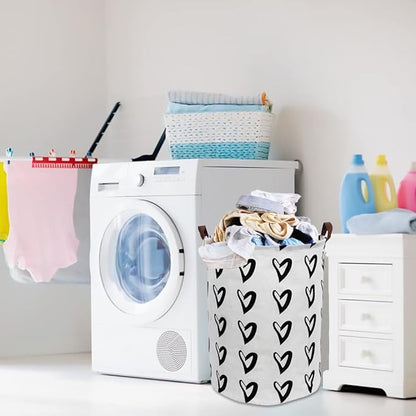 CLOCOR Large Laundry Basket,Waterproof Nursery Hamper,Collapsible Fabric Storage Container,Room Decor,Gift Basket（Black Heart