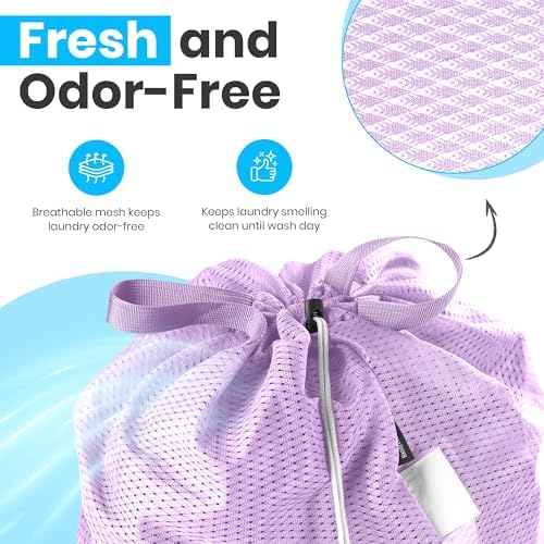 Handy Laundry XL Heavy Duty Mesh Laundry Bag 24x36 in, Drawstring Purple - Image 5