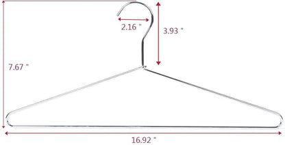 Quality Hangers 16 Pack Stainless Steel Wire Hangers - Ultra Thick 4mm Metal Hangers & Wire Coat Hangers, Seamless Non-Welded Design for Heavy-Duty Closet Organization