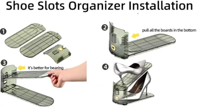 12 Pack Shoe Slots Organizer Adjustable Level Shoe Stacker Holder Storage Space Saving Sneakers Display Tray Rack for Closet (Green Transparent, 12Pack)