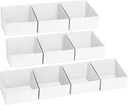 DIMJ Closet Storage Bins 10 Pack - Fabric Storage Baskets for Shelves, Collapsible Clothes Organizer, Trapezoid Shelf Organization Storage Cubes for Purse, Toys, Books, Towel, Clothes, White
