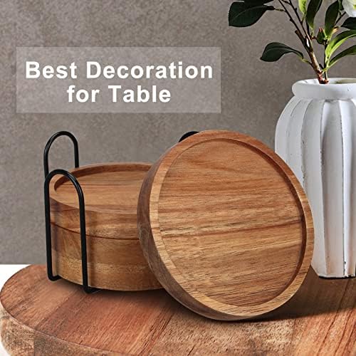 Wood Coasters Set of 4 Farmhouse Outdoor Coster for Drink Patio Table Decor - Image 6
