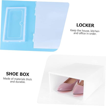 6pcs Shoes Storage Box Lid Plastic Shoe Containers Stackable for Home Office Closet