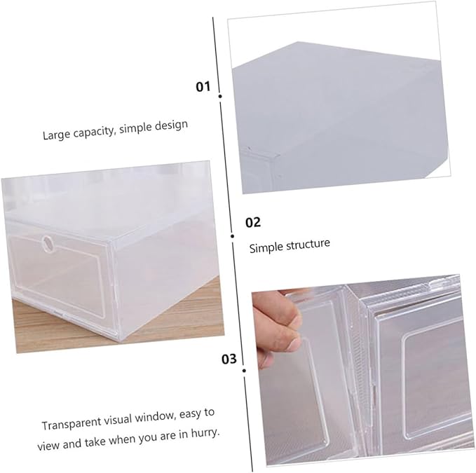 Hemobllo 6Pcs Plastic Shoe Storage Box Clamshell Design Lid Sturdy PP Material Stackable Organizer for Sneakers for Closet and Home Use