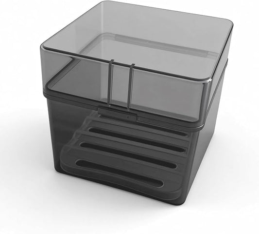 Travel Soap Container with Draining Layer, Square Soap Dish Bar Soap Holder for Shower with Lid Soapbox Bathroom Soap Dishes fit Dr Squatch Bars for Traveling Vonpri (Transparent Black Large)