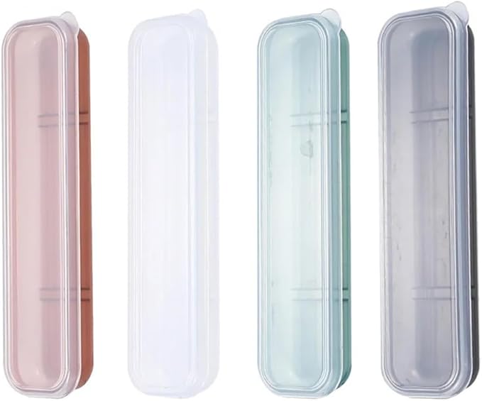 4 Pack Travel Utensil Holder Carrying Case with Slot Stand Storage Box Organizer for Outdoor Reusable Tableware Kit Portable Flatware Cutlery Set Camping Knife Fork Spoon Chopsticks Utensils