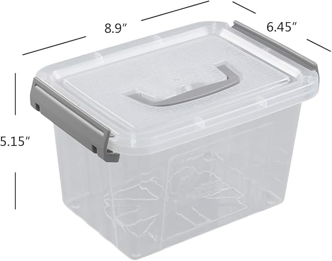 Pekky 3.5 Quart Clear Plastic Bins, Plastic Small Handle Storage Box, 6 Packs(Gray)