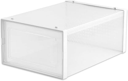 Clear Storage Bins, 6 Pack Stackable Plastic Shoe Boxes with Lids, Ideal for Closet Organization & Display (Medium)