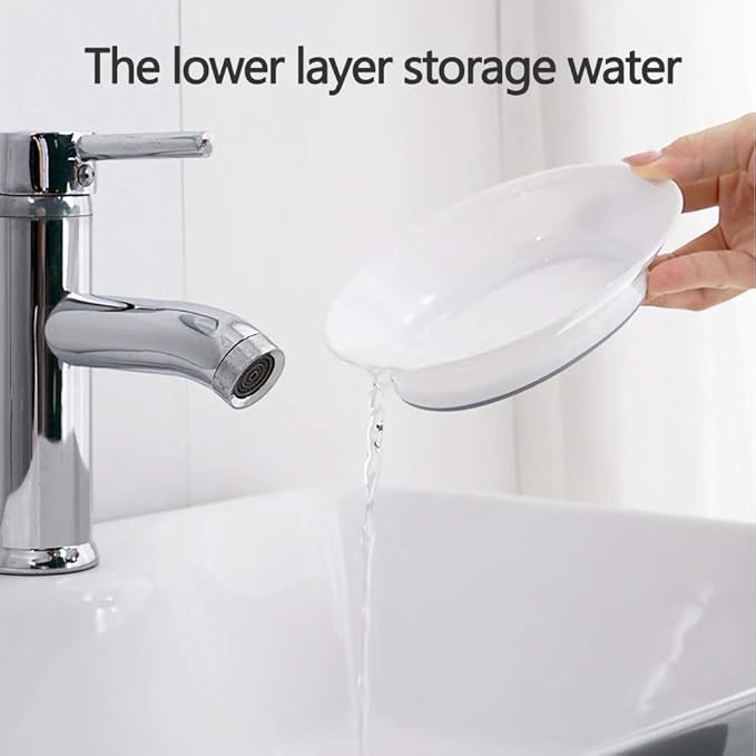 WYOK 2-Pack Soap Dish with Drain Plastic Sponge Holder Easy Cleaning Soap Saver Tray Caddy Keep Dry Stop Mushy for Shower Bathroom Kitchen(Grey)