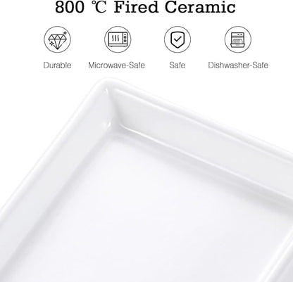 Luxspire Bathroom Vanity Tray, Mini Soap Dispenser, Small Ceramic Perfume and Jewelry Dish, Trinket Holder, Rectangle Candle Tray, Bath Organizer Kitchen Sink Narrow Dish, White