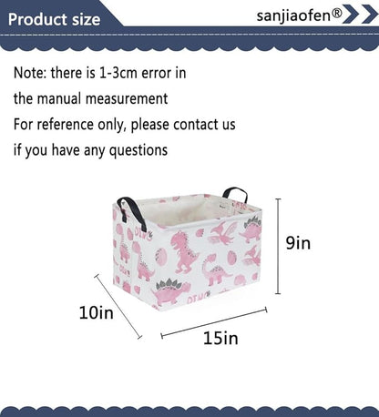 Rectangular Pink Baskets,Dinosaur Basket Cute Storage Basket Organizer for Kids Room Dinosaur Decor ,Clothers,Toys Box,Books,Kid's Gifts Storage. (Pink Dinosaur)