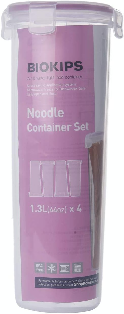 Komax Biokips Spaghetti Container Storage Noodle/Pasta Container 44oz (set of 4) - Airtight, Leakproof with Locking Lids - BPA Free Plastic - Microwave, Freezer, and Dishwasher Safe Pasta Holder