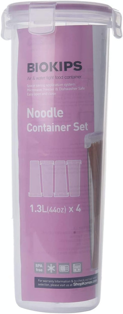 Komax Biokips Spaghetti Container Storage Noodle/Pasta Container 44oz (set of 4) - Airtight, Leakproof with Locking Lids - BPA Free Plastic - Microwave, Freezer, and Dishwasher Safe Pasta Holder