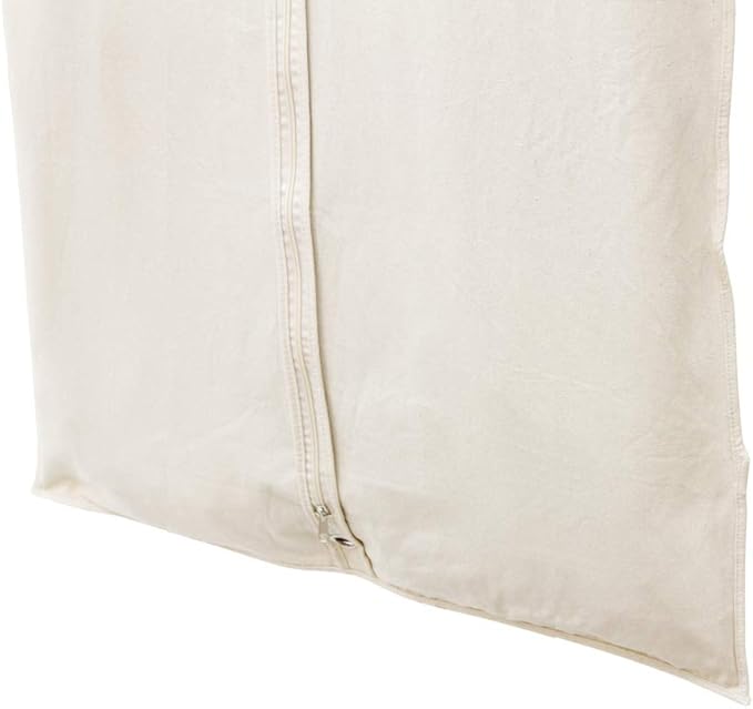 100% Cotton Canvas Long Suit or Coat Bag, Unbleached and Natural