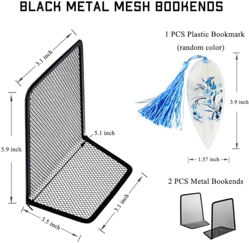 LRZCGB Metal Mesh Bookends Desktop Stand Book Holder Bookshelf Decoration for Office Library School - Image 2