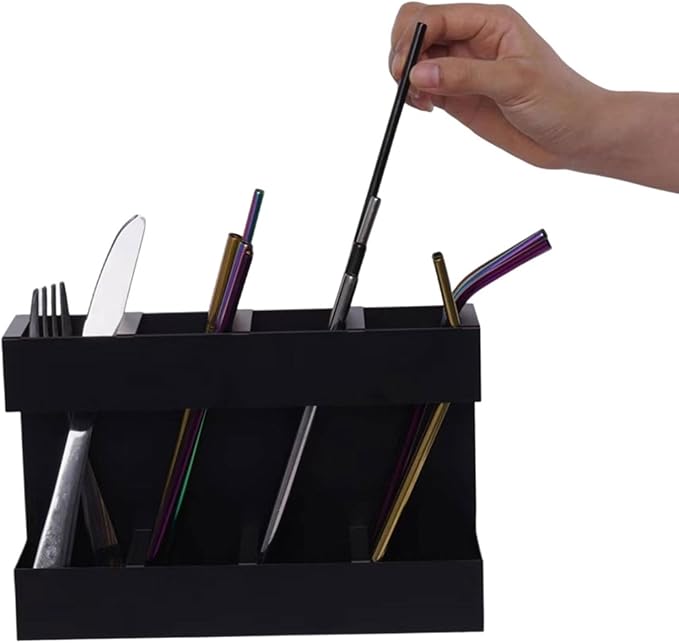 Wall Mounted Metal Straw Storage Organiser for Kitchen Restaurant Hotel Cabinet Door Space Saving Chopstick Dispenser