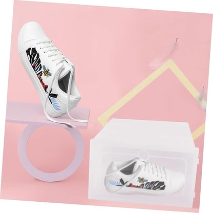 SOLUSTRE 3pcs Shoe Box Stackable Storage Organizer for Sneakers Plastic Cabinet Organizer