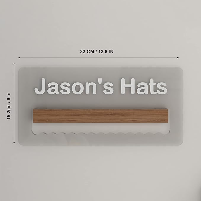 Lampeez Light up Hat Organizer, Personalized Hat Holder with Acrylic and Wood Materials and LED Lights, Hat Racks for Baseball Caps