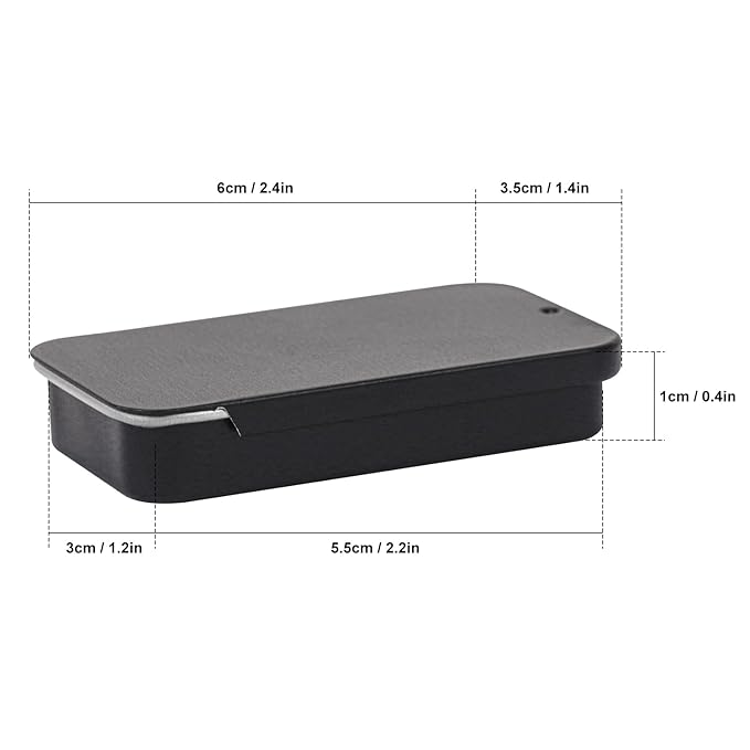 70 Pack Black Slide Top Metal Tin Containers, Mini Metal Tin Box with Slide Lid, Empty Lip Balm Containers for DIY Projects, Pills, Candies, Jewelry (2.36 x 1.34 x 0.43 Inch)