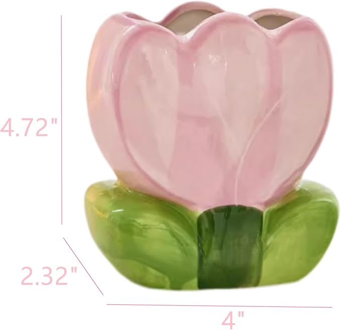 TANG SONG Ceramic Tulip Make up Brush Holder Flower Cosmetic Storage Box Pen and Pencil Holder Desktop Organizers (Purple)