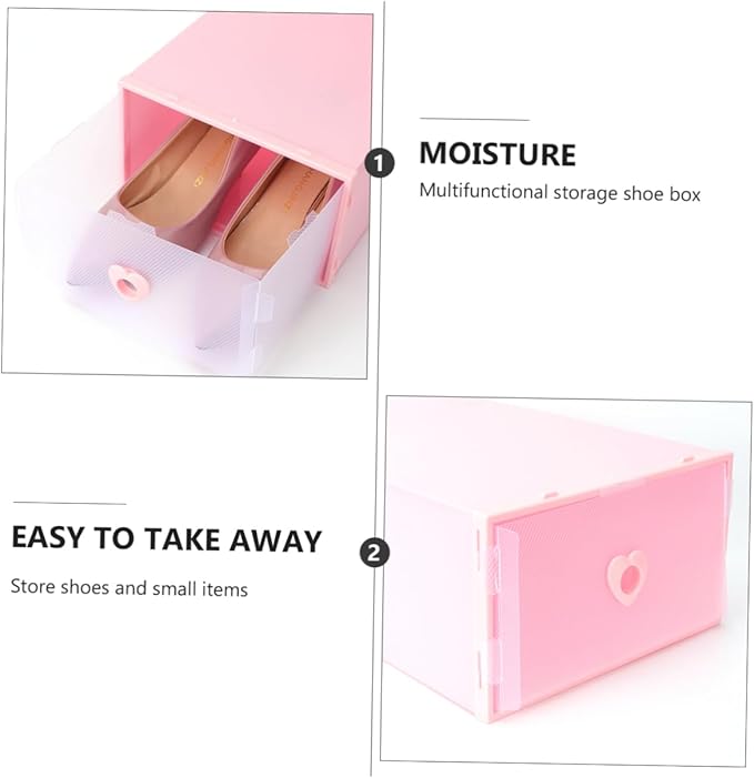 3pcs Transparent Drawer Shoe Storage Box Moisture Plastic Organizer Capacity for Sneakers High Heels and Boots