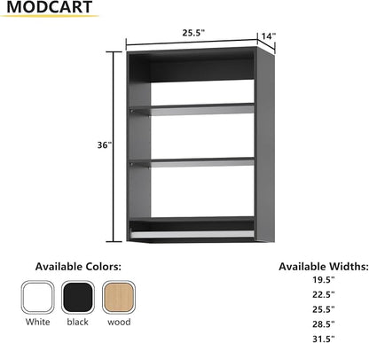 Medium Double Hanging Closet Unit, Modular Closet System, Wood Closet System Organizer with Storage for Walk in Closets, Clothing Rack Closet for Hanging Clothes, Bedroom, Black, 25.5" W
