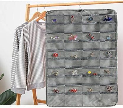 seven wolves Hanging Jewelry Organizer Holder, Storage Bag for Earrings Necklace Bracelet Ring Accessory Display Holder Bag, Grey
