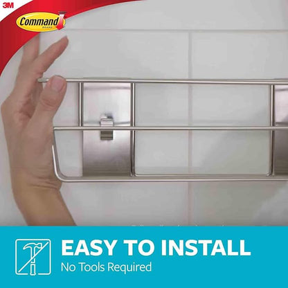 Command Shower Caddy Matte Black with Water Resistant Strips, Bathroom Organizer, Holds up to 6.5 lbs 13" D x 6.38" W x 4.25" H (Pack of 2)