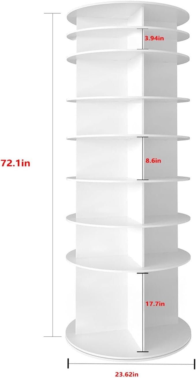 8 Tiers Rotating Shoe Rack Tower, Spinning Shoe Tower Display Lazy Susan, Revolving 360° Shoe Rack Storage Round Carousel, Vertical Handbag Rotate Shoes Closet Organization
