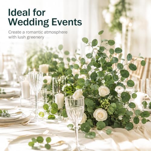 6pcs Eucalyptus Stems Greenery Stems Fake Leaves Artificial Silk Dried Flowers Bouquet Faux Branches Centerpiece Flores Plants for Home Party Decor Wedding Decoration - Image 6