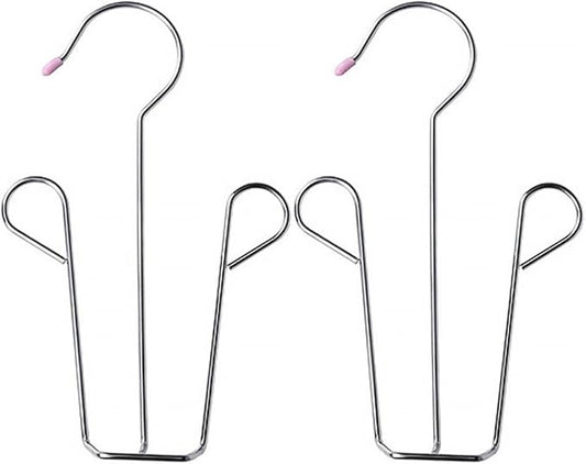 2pcs Stainless Steel Shoes Drying Rack with Anti-slip Windproof Hanging Hooks, Thickened Shoe Organizer for Balcony and Closet Storage