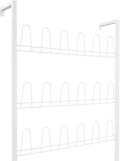 6 Tiers Metal Hanging Shoe Rack for 18 Pairs, Space-Saving Shoe Storage Shelf, Wall Mounted Shoe Organizer Tower for Entryway, Home, Retail Stores (White)