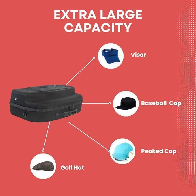 Homiegear Hat Carrier Case with Cleaning Brush, Water Resistant Storage Bag, Crush Proof Design, Shoulder Strap (14 Hat, Black Red)