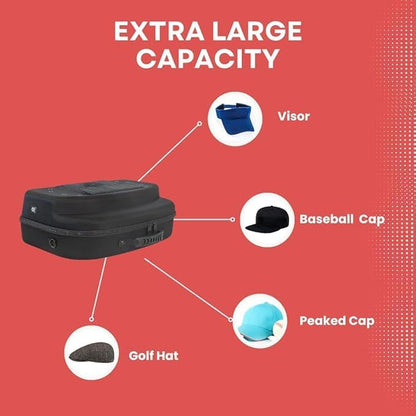 Homiegear Hat Carrier Case with Cleaning Brush, Water Resistant Storage Bag, Crush Proof Design, Shoulder Strap (14 Hat, Black Red)