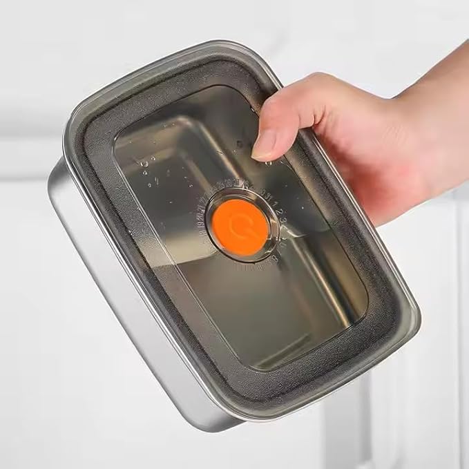 Fridge Storage Box 316 Stainless Steel Food Storage Containers | Food Grade, Leakproof Kitchen Organizer | Freshness Locking, Microwavable & Freezer Safe (1000ml Pack Of 03)