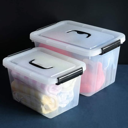 Wekioger 3 Pack Mixed Size Plastic Storage Bins for Multiuses, Clear Latching Storage Box (12Qt, 6Qt, 3.5Qt)