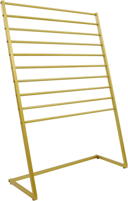 Scarf Display Stand, 10 Tier Metal Scarf Holder Organizer, Scarf Hanger Scarf Holder Scarf Organizer Belt Organizer Pants Rack Scarf Rack for Commercial Clothing Retail Store (Gold, 100cm)