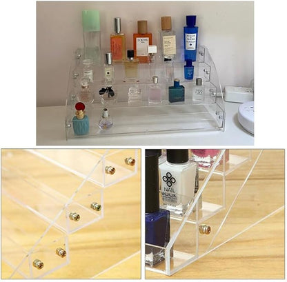 Nail Polish Organizer Display Rack 4 Layers Clear Acrylic Nail Polish Set Holder Tray for Nail Gel Polish Kit Fingernail Quick Dry Nail Lacquer Essential Oils Set Bathroom Counter Organizer