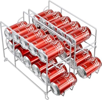 SUFAUY Beverage Can Dispneser Organizer, Stackable Shelves for Storage for Pantry, White - 2 Pack