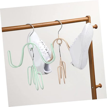 4pcs Stainless Steel PVC Shoe Drying Rack Space-Saving Hanging Storage for Shoes -Dry Organizer for Entryway and Balcony