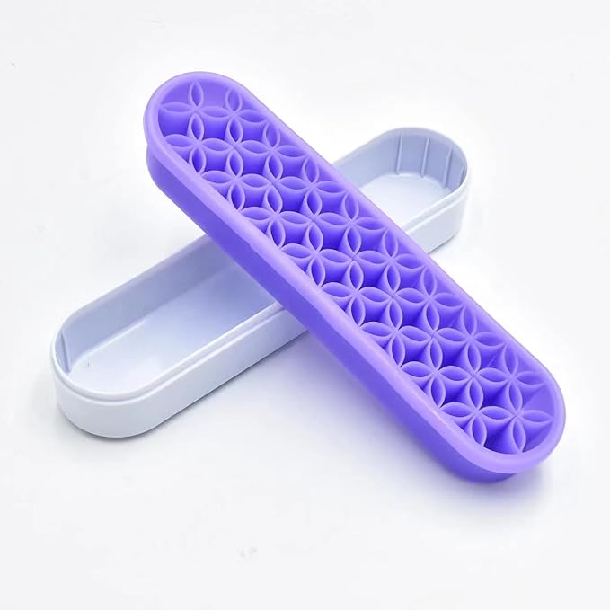 2 PCS Multi-Purpose Cosmetic Storage Box, Desktop Organizers Silicone Make Up Brush Storage Stand, Desktop Storage Box for Eyeliner Pencil, Art Supplies, Painting Brush (Purple)