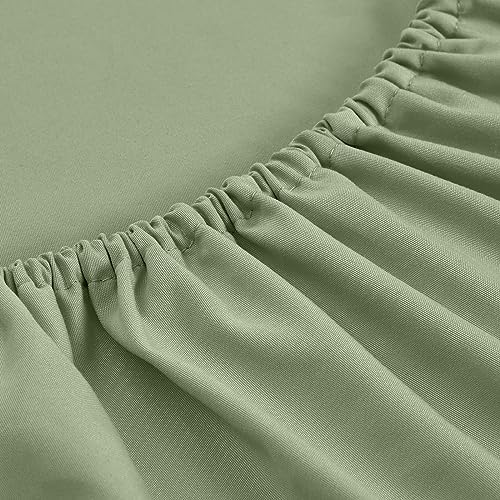 FreshCulture Queen Fitted Sheets, Bulk Pack of 6, Deep Pocket, Soft Microfiber Bottom Sheets for Home, Salons, Hotels, Queen Size Fitted Sheets Only (Sage Green) - Image 2