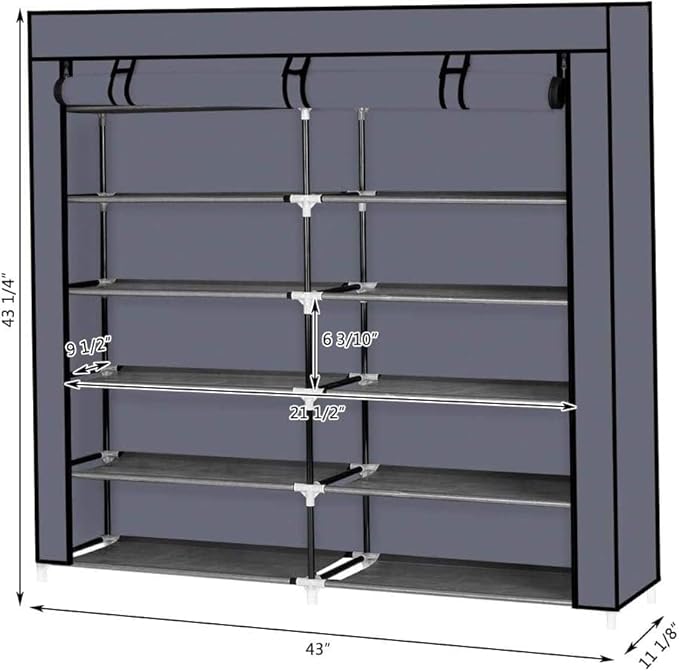 7-Tier Portable Shoe Rack, Shoe Organizer with Smooth Painted Surface Finishe, Space-Saving Shoe Shelf for Entryway, Living Room, Bedroom (Gray, 7-Tier)