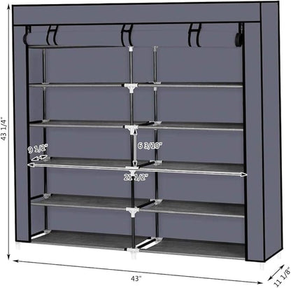 7-Tier Portable Shoe Rack, Shoe Organizer with Smooth Painted Surface Finishe, Space-Saving Shoe Shelf for Entryway, Living Room, Bedroom (Gray, 7-Tier)