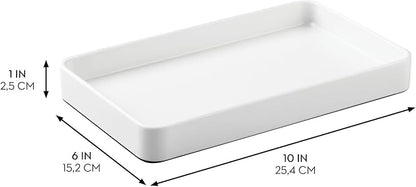 iDesign Steel Vanity Tray for Bathroom Organization and Storage - Set of 2 - White